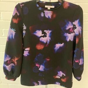Chico's Women's Floral Print Top - Black and Purple